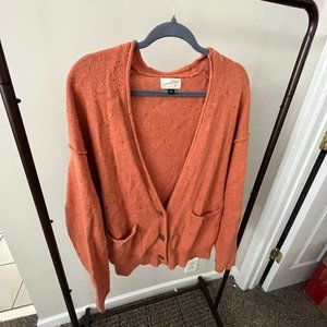 Lightweight terracotta cardigan sweater